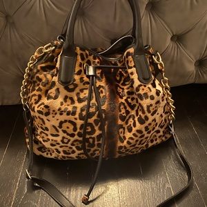 Italian leather bag. Cheetah print
